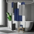 thumbnail image 2 of Blue and Grey Stall Shower Curtains for Bathroom Black White Small Shower Curtain Set with Hooks Modern Geometric Navy Blue White Half Shower Curtain Waffle Weave Water Repellent Washable 36x72 Inch, 2 of 6