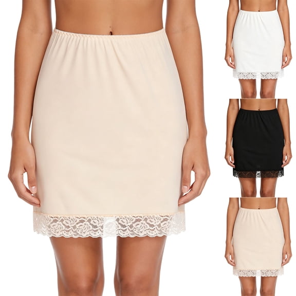 WMTBSRSW Womens Half Slips for Under Dresses Lace Trim Underskirt Ladies Side Split Non Cling Slips Undergarments Skirts
