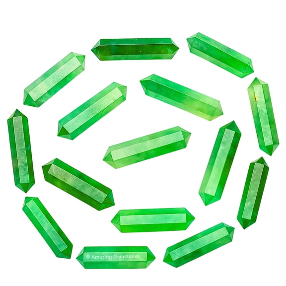 Green Strawberry Quartz Crystal Points Bulk 3 Pcs, Hexagonal Healing Point Double Terminated