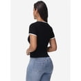 thumbnail image 2 of Women Summer Short Sleeve Shirts Crewneck Striped Color Block T Shirts Slim Fit Basic Tee Tops, 2 of 6
