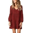 thumbnail image 2 of Ketyyh-chn99 Robes Femmes Été Décontracté Plage Robe d'Été Combinaisons Manches à Volants Shorts Mini-Robe Bordeaux,4TG, 2 of 5