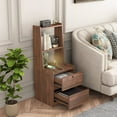 thumbnail image 5 of Nightstand with Charging Station, Smart Nightstand with Night Light, Modern Night Stand with Bookshelf, Bedside Tables with Storage Cabinet for Bedroom, Black, 5 of 15