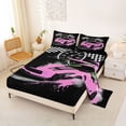 thumbnail image 2 of Castle Fairy Retro Racing Car Bed Sheets 4pcs for Girls, Speedometer Flag Art King Sheets for Bedroom, Pink Black, 2 of 6