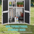 thumbnail image 7 of Aivituvin Shed Outdoor Storage, Outdoor Storage Cabinet with Metal Frame & Adjustable Shelves, Weatherproof Tool Shed for Backyard Patio Lawn, White, 7 of 7