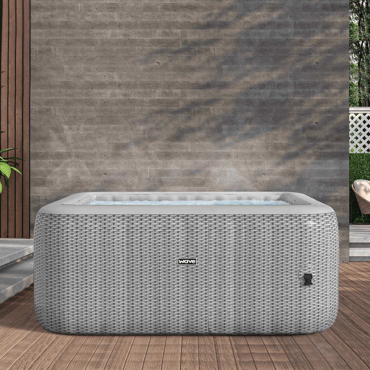 Wave Pacific 6 Person Square Inflatable Hot Tub, 130 Massaging Air Jets