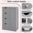 thumbnail image 6 of DORTALA Bathroom Floor Cabinet, Side Storage Organizer Cabinet w/ 1 Cupboard and 4 Drawers, Wooden Free Standing Storage Cabinet w/Adjustable Shelf in 3 Positions for Living Room, Bathroom, Grey, 6 of 8