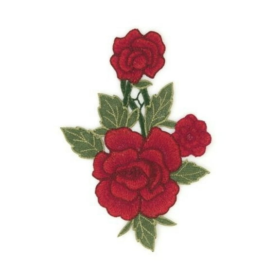 GOGIRL! USA La Rosa Embroidered Iron-On Applique, Red