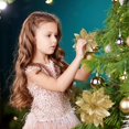 thumbnail image 4 of 25 Piezas 14Cm / 5.5In Glitter Gold Glitter Poinsettia Flores De Navidad Artificiales Con Clips Y Tallos Glitter Christmas Tree Ornaments Para Navidad Boda Fiesta Guirnalda Decoración Jormftte WMZL-2244, 4 of 7