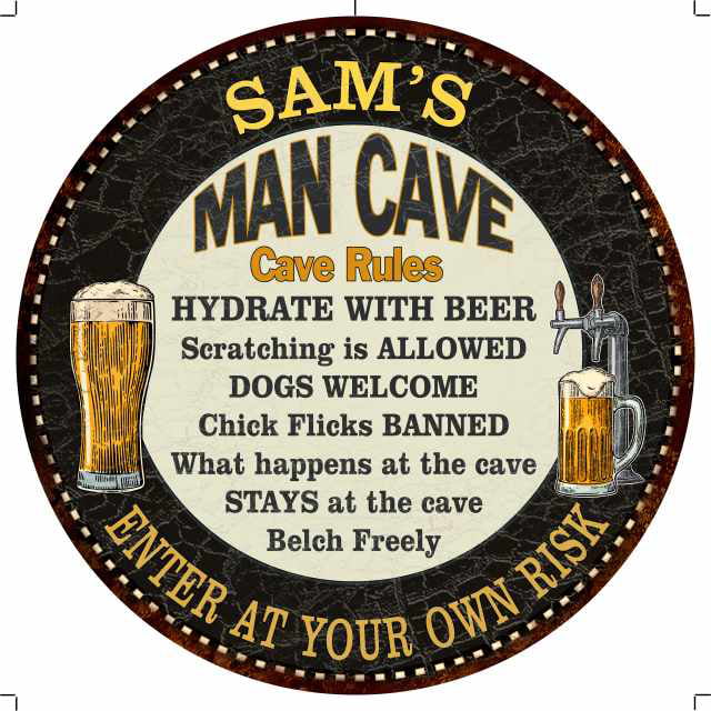 CGTR-0192 SAM'S Garage Tools Rules Chic Tin Sign Man Cave Decor Gift 