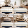 thumbnail image 4 of Round Area Rugs 3.3Ft, Navy Beige Striped Non-Slip Washable Circle Rugs Carpet, Gradient Geometric Blue White Indoor Outdoor Rug Floor Mats Throw Runner for Bedroom Living Room Bathroom, 4 of 8