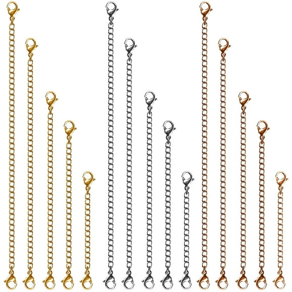 15 Pieces Stainless Steel Necklace Extenders, Bracelet Extender Chain Extenders