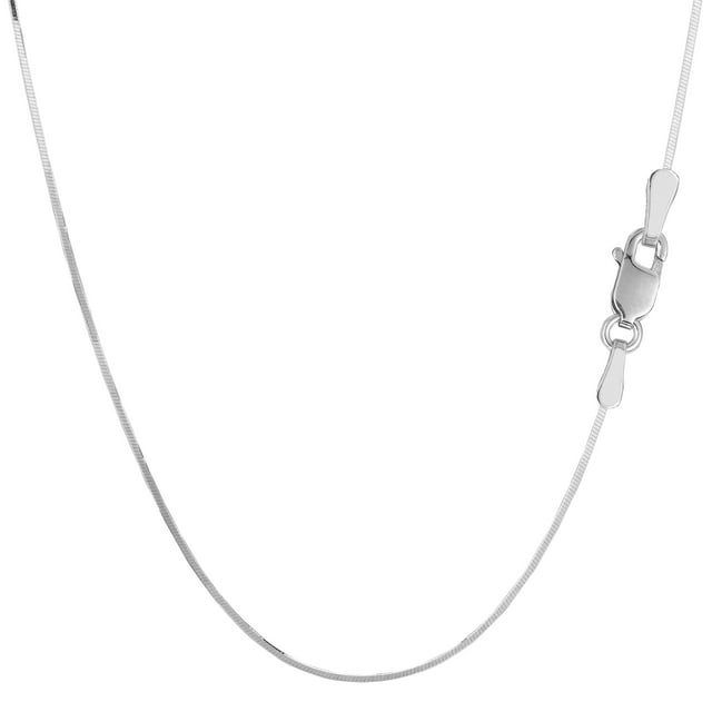 Sterling Silver Rhodium Plated Octagonal Snake Chain Necklace, 0.9mm, 18"
