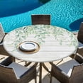 thumbnail image 6 of Eucalyptus Leaves Round Tablecloth, Fitted Table Cover with Elastic for 36"-44" Round Tables, Sage Green Summer Botanical Weeping Wooden Table Cloth Outdoor Dinning Party Waterproof Tablecloths, 6 of 7
