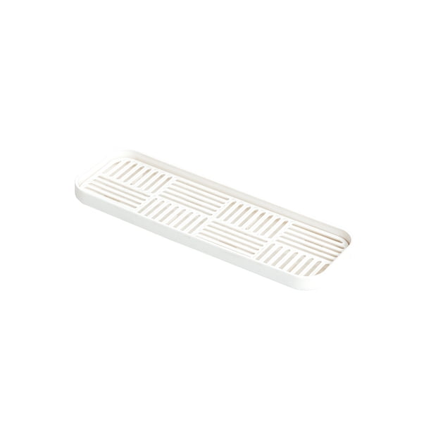 Inteprter Soporte de almacenamiento para fregadero, estante de doble capa, organizador de drenaje, bandeja, esponja para lavar platos, trapo para Organizadores de utensilios de cocina Blanco Pequeño