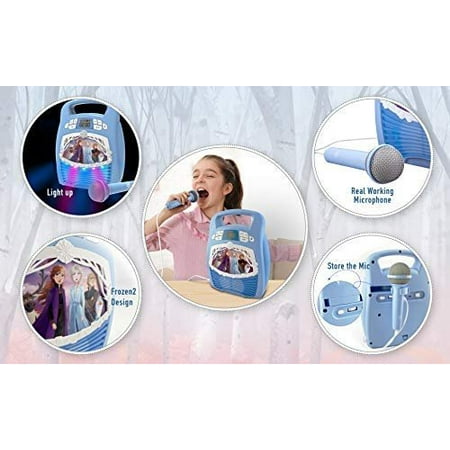 microphone sing memory along working using expand usb port karaoke ekids bluetooth mp3 frozen portable player hours built machine light