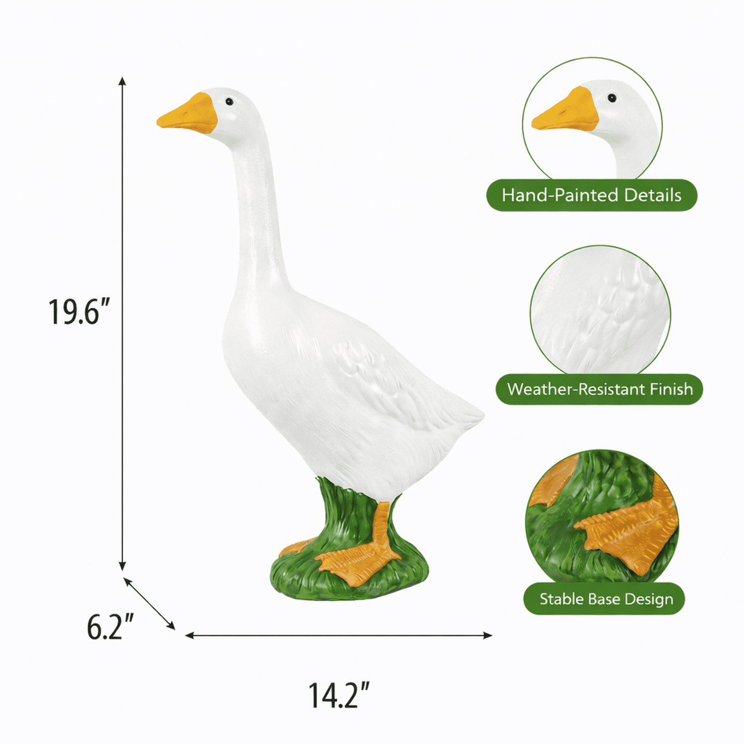 Mainstays Weather-Resistant Resin 19\" Porch Goose Garden Statue