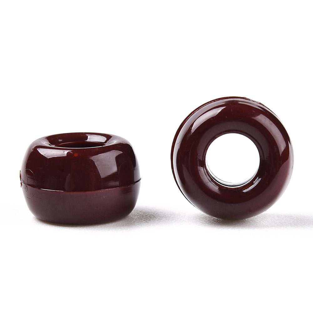 500g Opaque Plastic Beads Barrel Coconut Brown 9x6mm Hole: 3.8mm 1950pcs/500g