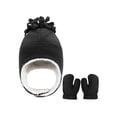 thumbnail image 3 of Spencer Baby Toddler Winter Hat and Glove Set Sherpa Lined Warm Fleece Earflap Beanie Hat & Mitten, Kids Winter Hat for Boys Girls 12-48 Months, Black, 3 of 10