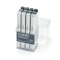Copic Classic Marker Set, 12-Piece Neutral Gray Set