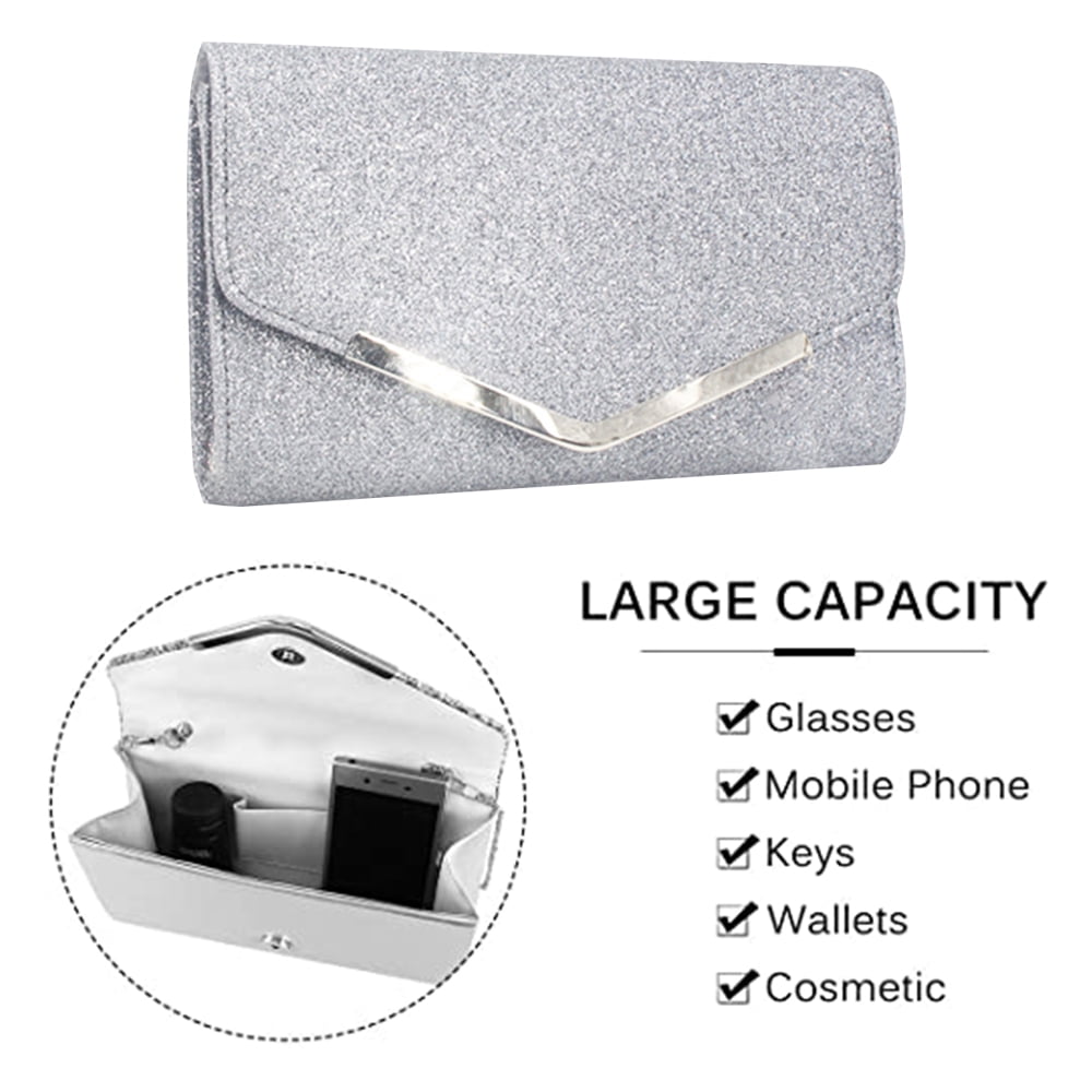 Large silver envelope clutch bag shop