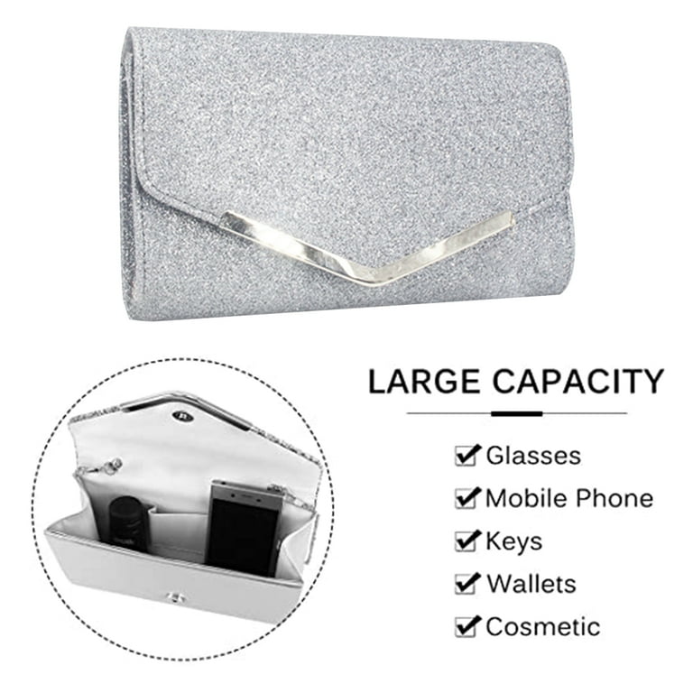 Large silver envelope shop clutch bag