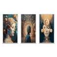 thumbnail image 2 of Designart "Futuristic Sci-Fi Beauty Portrait" Fashion Woman Framed Wall Art Set Of 3 - Gold Glam Frame Canvas Set For Living Room Decor, 2 of 6