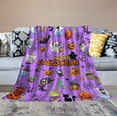 thumbnail image 4 of Halloween Throw Blanket, Cute Spooky Bat Pumpkin Halloween Blanket Soft Fuzzy Plush for Couch Sofa or Bed, Luxury Flannel Lap Blanket, for Kids, Adults, Wife, Self (Purple) Purple, 4 of 7