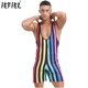 thumbnail image 2 of Traje de baño para hombre, camiseta de lucha libre a rayas, mono ajustado, monos de culturismo, monos de Fitness, Boxer ajustado, pantalones cortos moldeadores, 2 of 5