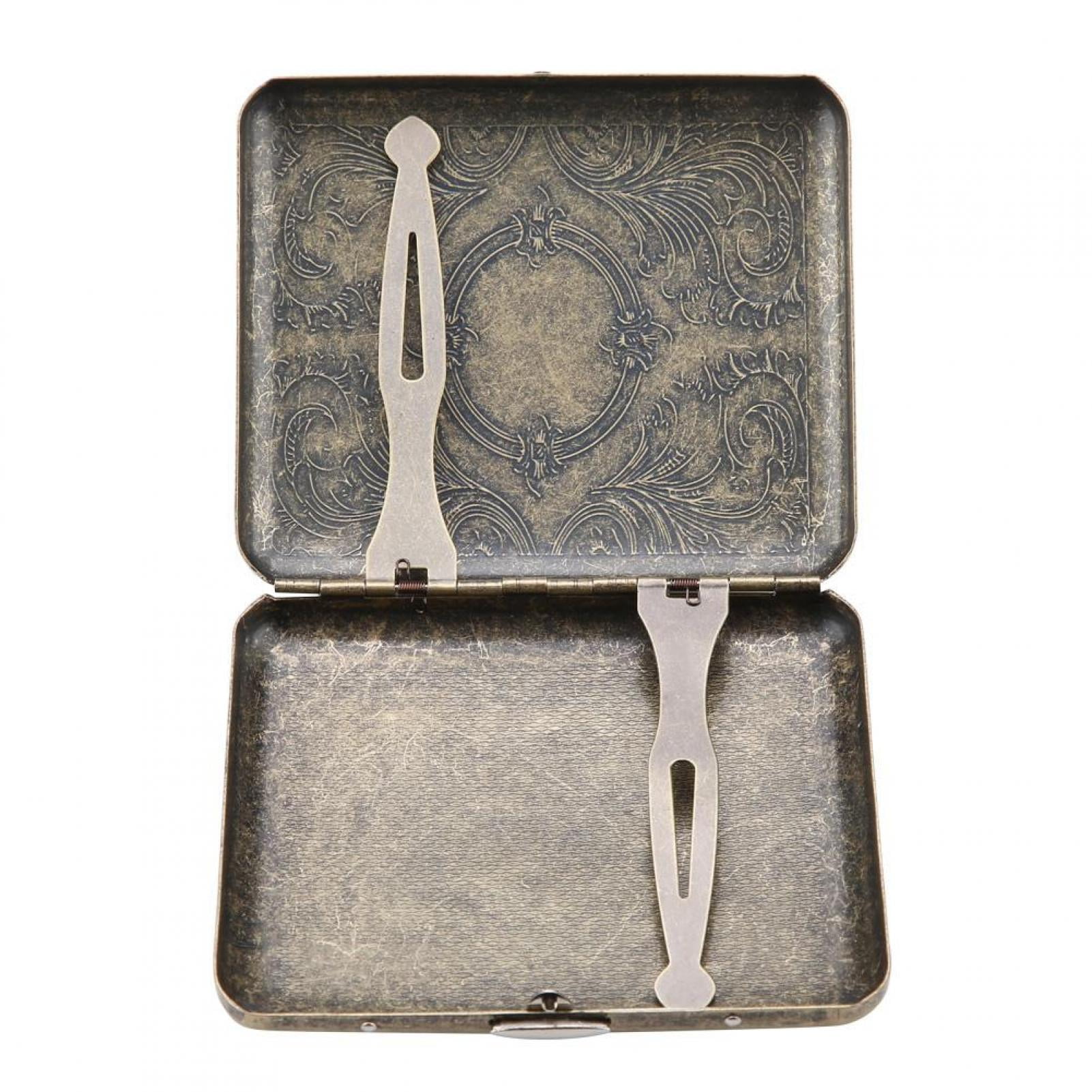 Keenso Retro Bronze Metal Cigarette Box Case Double Sided Pocket Holder