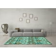 thumbnail image 3 of Ahgly Company Machine Washable Indoor Rectangle Abstract Turquoise Blue Modern Area Rugs, 8' x 12', 3 of 4