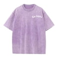 thumbnail image 5 of KHONTS Men's Graphic Tees Letter Printed Short Sleeve Crew Neck T Shirt Vintage Washed Summer Tops Streetwear Light Purple M, 5 of 6