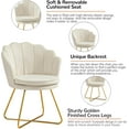 thumbnail image 6 of NALYL Chair with Back, Upholstered Accent Chair for Living Room, Makeup Chair for Bedroom Sherpa ArmChairs Home Office Desk Chair with Gold Metal Legs (Khaki), 6 of 9