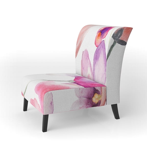 Designart "Seamless Pattern Of Pink Flowers" Upholstered Floral Accent Chair - Arm Chair