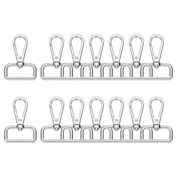 14pcs Swivel Clasps Hook, 1 inch Square Ring Lobster Claw Clasps Trigger Snap Hooks Metal Keychain Clips for DIY Purse Jewelry Making, Silver