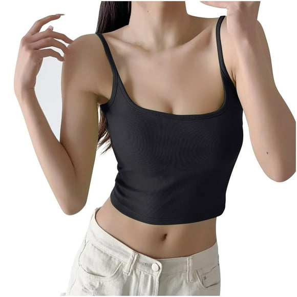 Savings Clearance! BEFOKA Womens Summer Tank,Casual Tank Clearance for Womens,Women's Solid Color Matching Bottom Suspender With Round Neck