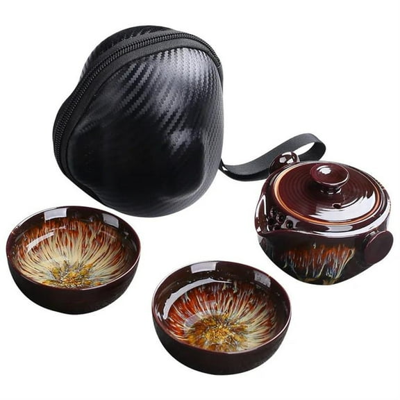 Beautiful And Easy Teapot Kettle Portable Travel Tea Set Drinkware Chinese Ceramic Teapot Gaiwan With 2 Cups A Tea Sets