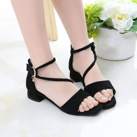 TMOYZQ Girls Sandals Low Heels Formal Shoes Open Toe Pump Sandals Glitter Party Wedding Shoes