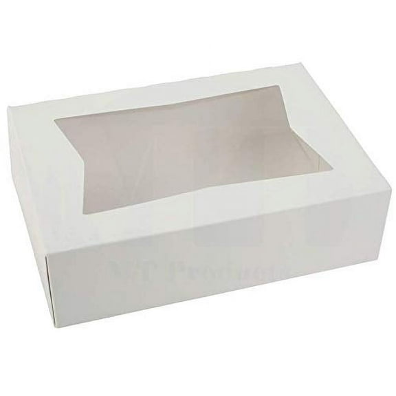 "(50-Pack) 19"" x 14"" x 6 1/2"" White Half Sheet Cake/Bakery Box with Window"