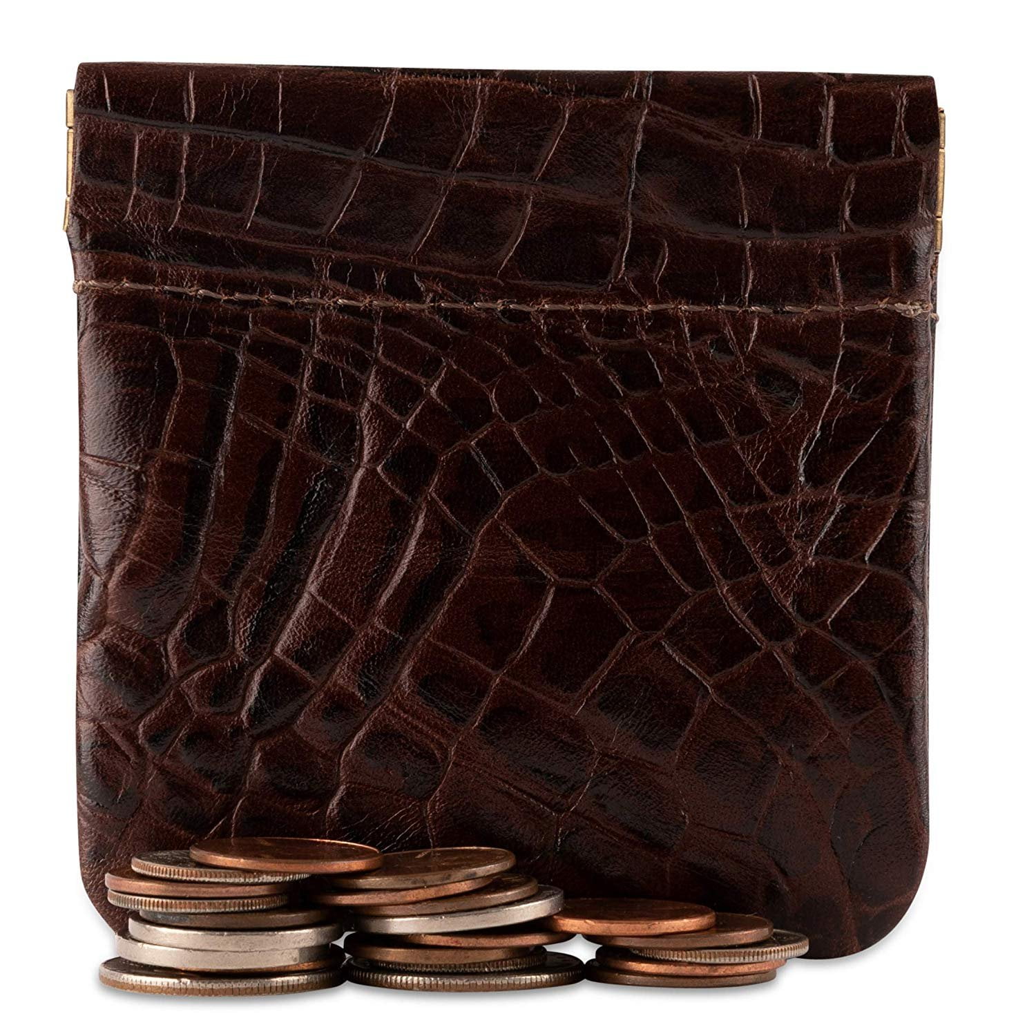 Nabob Leather Classic Leather Squeeze Coin Purse change Holder For