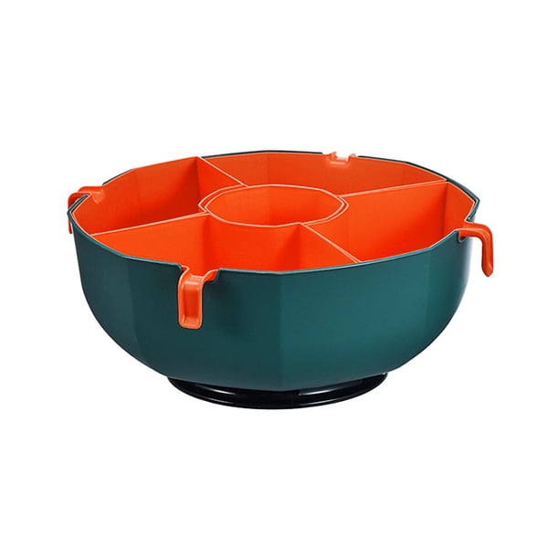 Cesta de frutas de doble capa para el hogar, plato giratorio para olla caliente, rejilla múltiple (verde oscuro L) Tmvgtek Libre de BPA