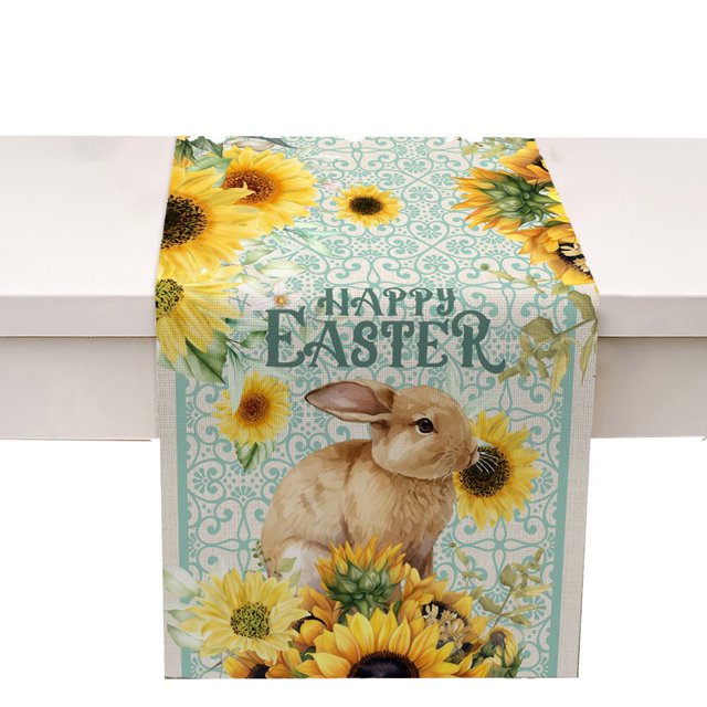 asddcavvf Easter Bunny Egg Pattern Linen Print Kitchen Dining Room Insulated Decorative Placemat(F) Teal Sequin Table