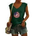 thumbnail image 2 of Usmisi 4th of July Tank Tops Breathable Loose Fit Patriotic Independence Day Shirts Vest Womens Fashion Sunflower Print V-Neck Sleeveless Summer Blouses Green xxl, 2 of 5