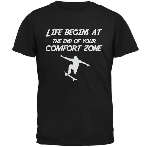 Comfort Zone Skateboarding Black Adult T-Shirt - Small