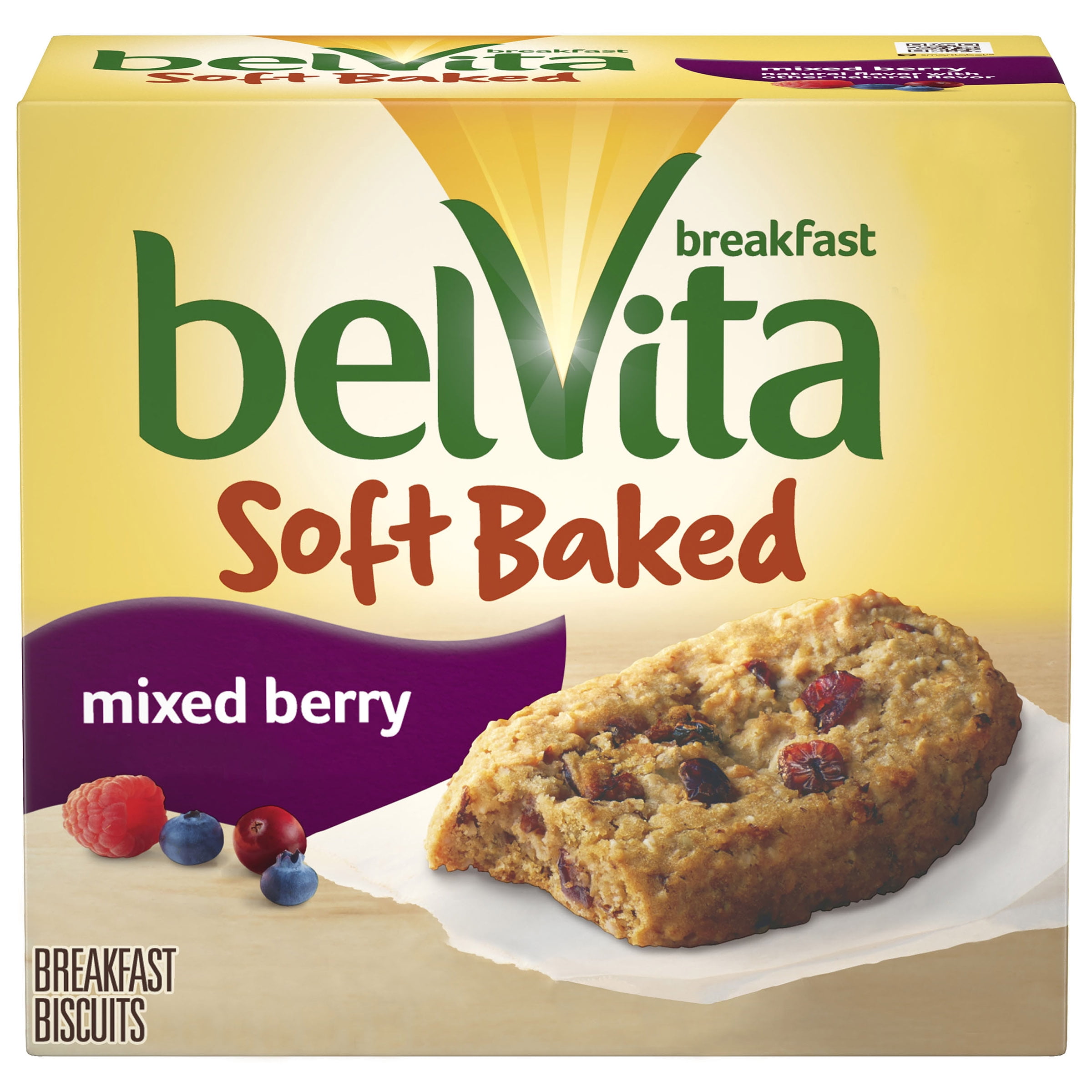 belVita Soft Baked Mixed Berry Breakfast Biscuits, 5 Packs (1 Biscuit Per Pack)