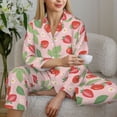 thumbnail image 4 of Wukai Strawberry Floral Print Women's Pajama Set - Soft Long Sleeve Sleepwear for Comfort and Style-XX-Large, 4 of 9