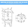 thumbnail image 4 of HPDAVV 270 Gallon Industrial Vertical Air Compressor Receiver Tank, 160 PSI Max, ASME Certified Section VIII Code, Multi-Port High Capacity Steel Storage Tank, 4 of 12
