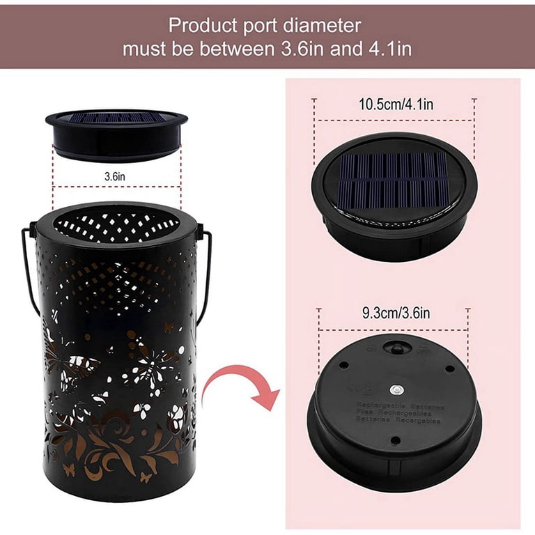 6-Pack Solar Light Tops For Hanging Lanterns – Black, Energy-Efficient, Easy To Install, Works In Rainy Weather