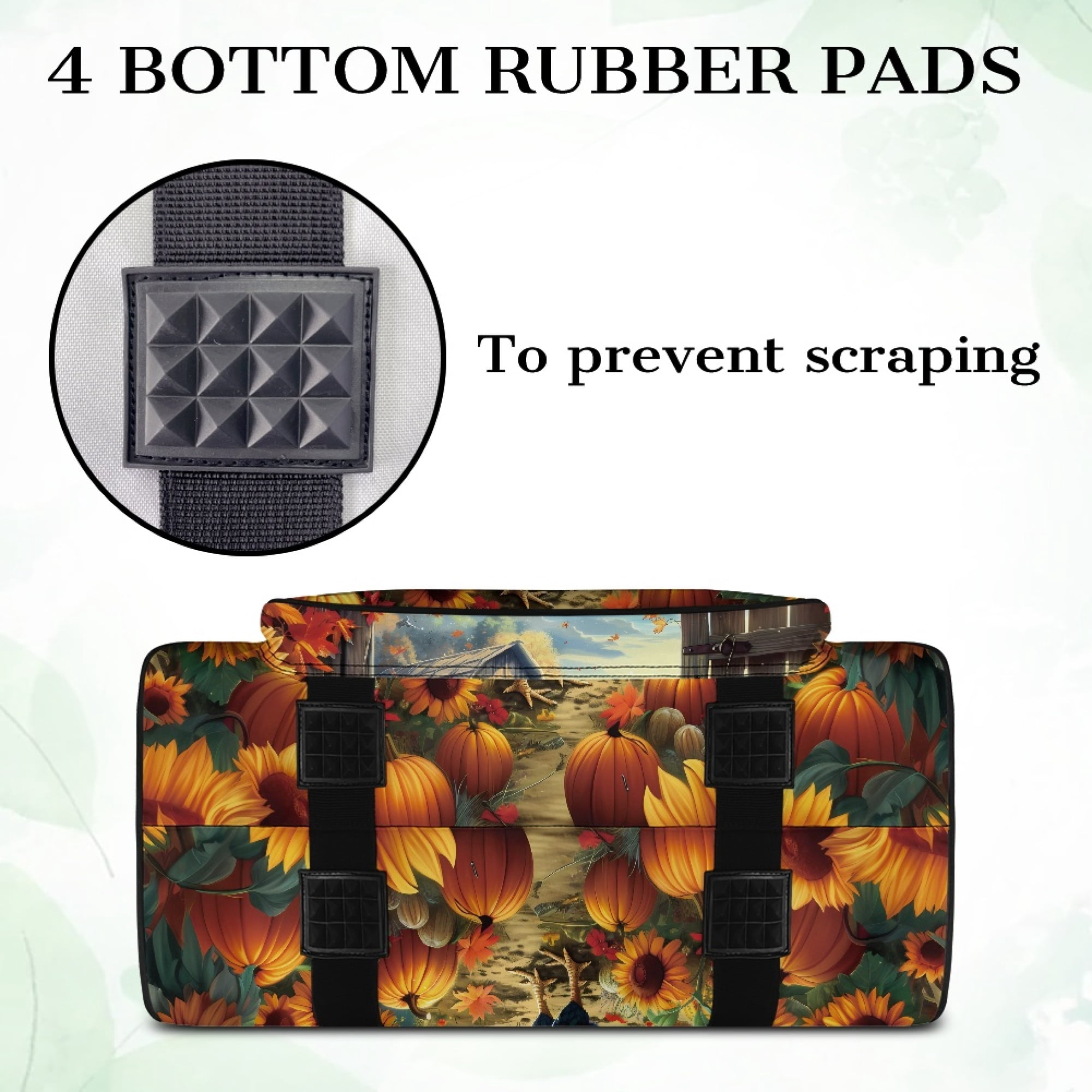 ZIATUBLE Cock Sunflower Portable Carrying Totes Pumpkin Traveling Bag with Zipper Carry Case with Storage Pockets and Handles with Storage Pocket Portable Sewing Machine Handbag