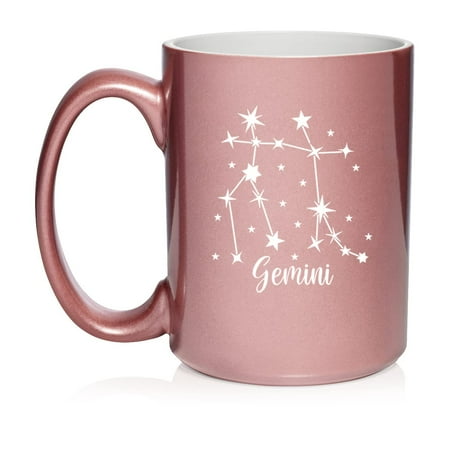 

Star Zodiac Horoscope Constellation Ceramic Coffee Mug Tea Cup Gift (15oz Rose Gold) (Gemini)