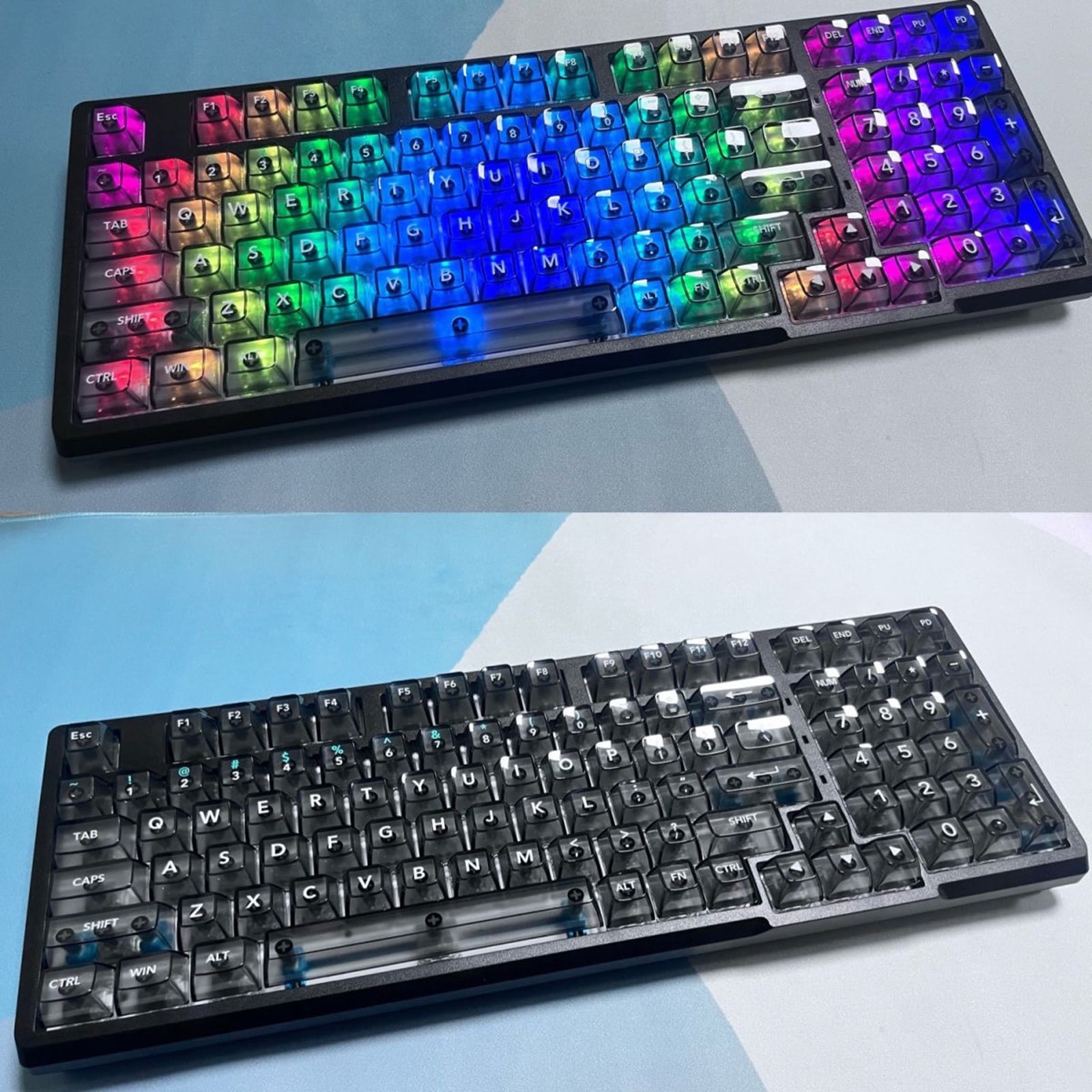 1Set Backlit Translucents Keycap 132Keys CBSA Height Crystal Keycaps for Mechanical Keyboards